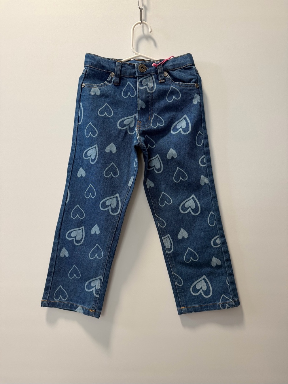 Velvet Dark Blue Heart Print Jeans